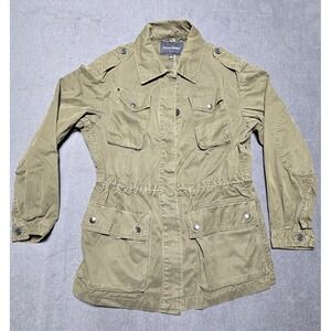 Banana Republic Jacket Safari Utility Olive Green Full‎ Zip Brass Snaps Size S